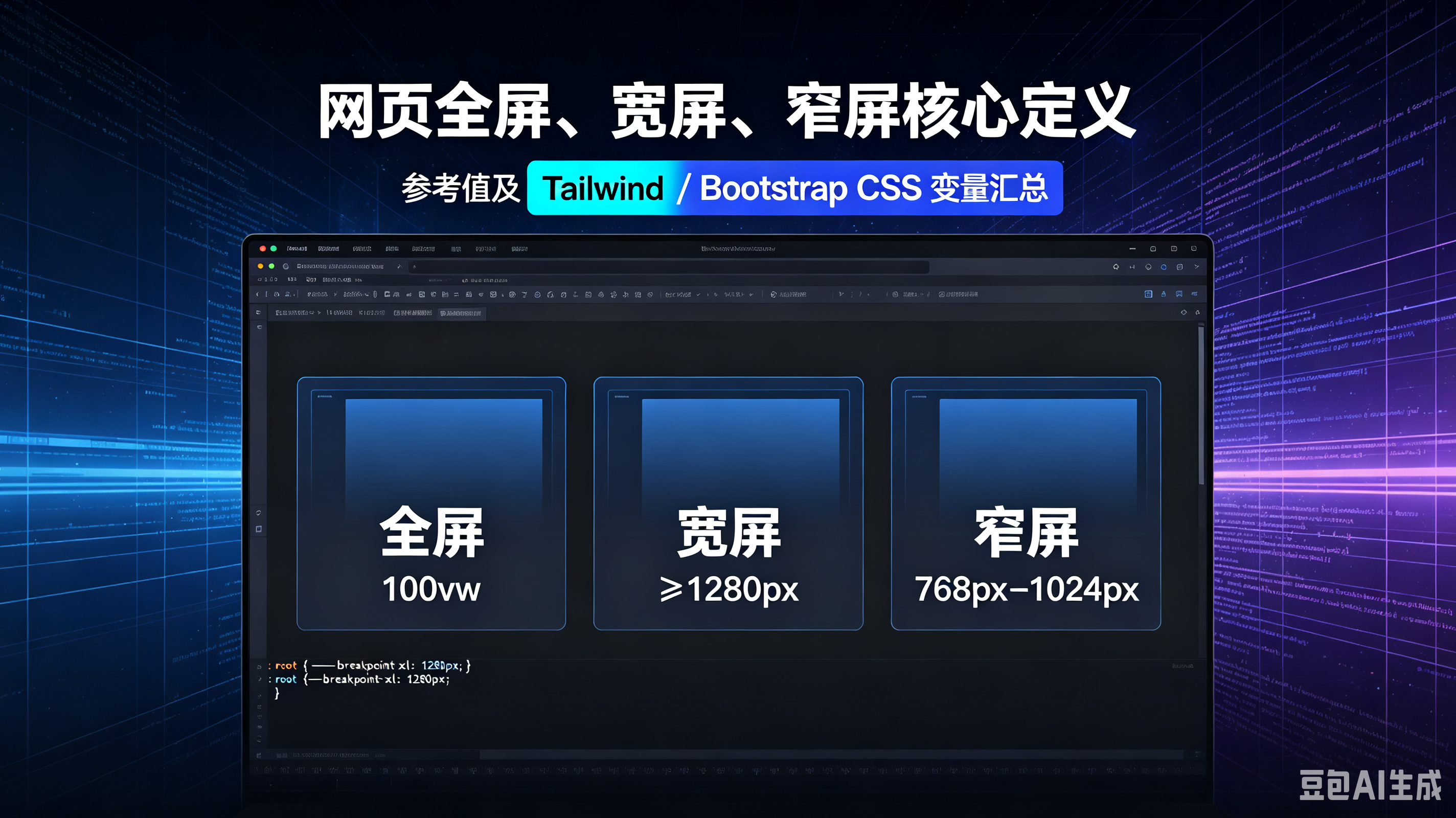 网页全屏、宽屏、窄屏核心定义、参考值及Tailwind/Bootstrap CSS变量汇总